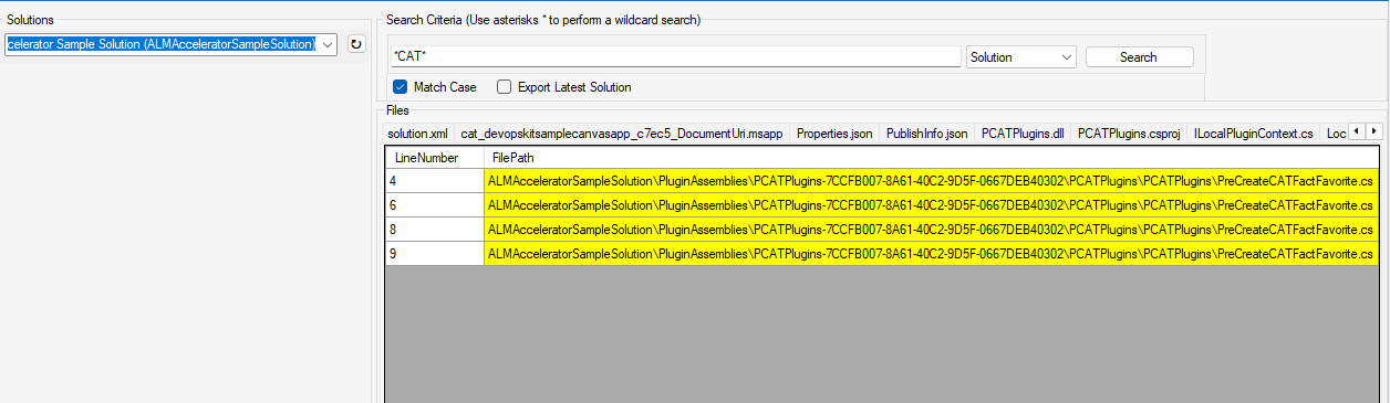 Solution Source File Search screenshot